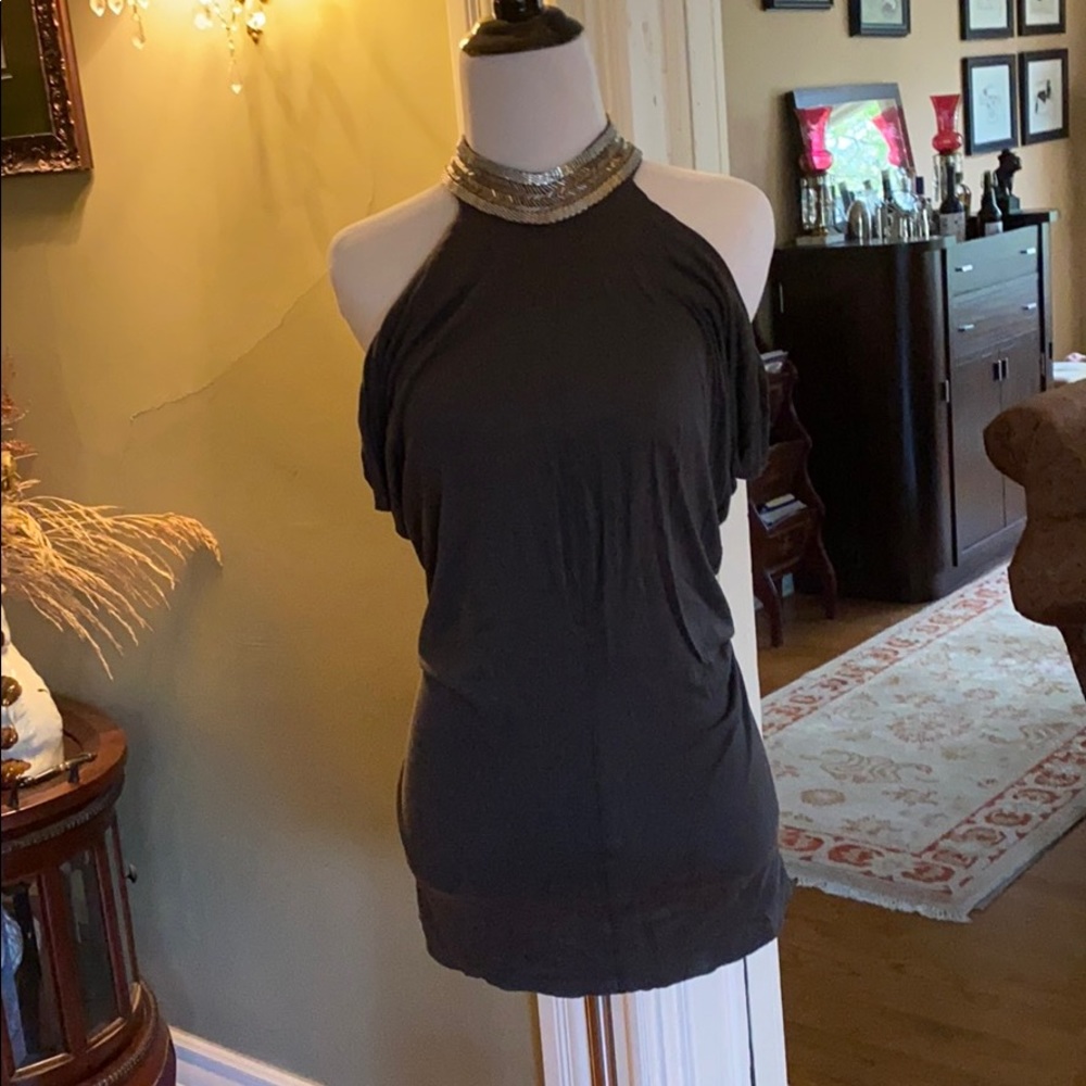 All Saints sleeveless statement top in black